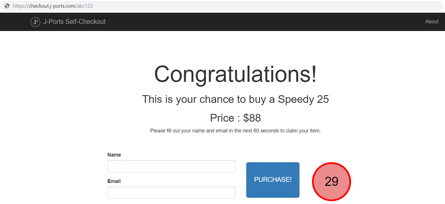 One form away from buying an item!